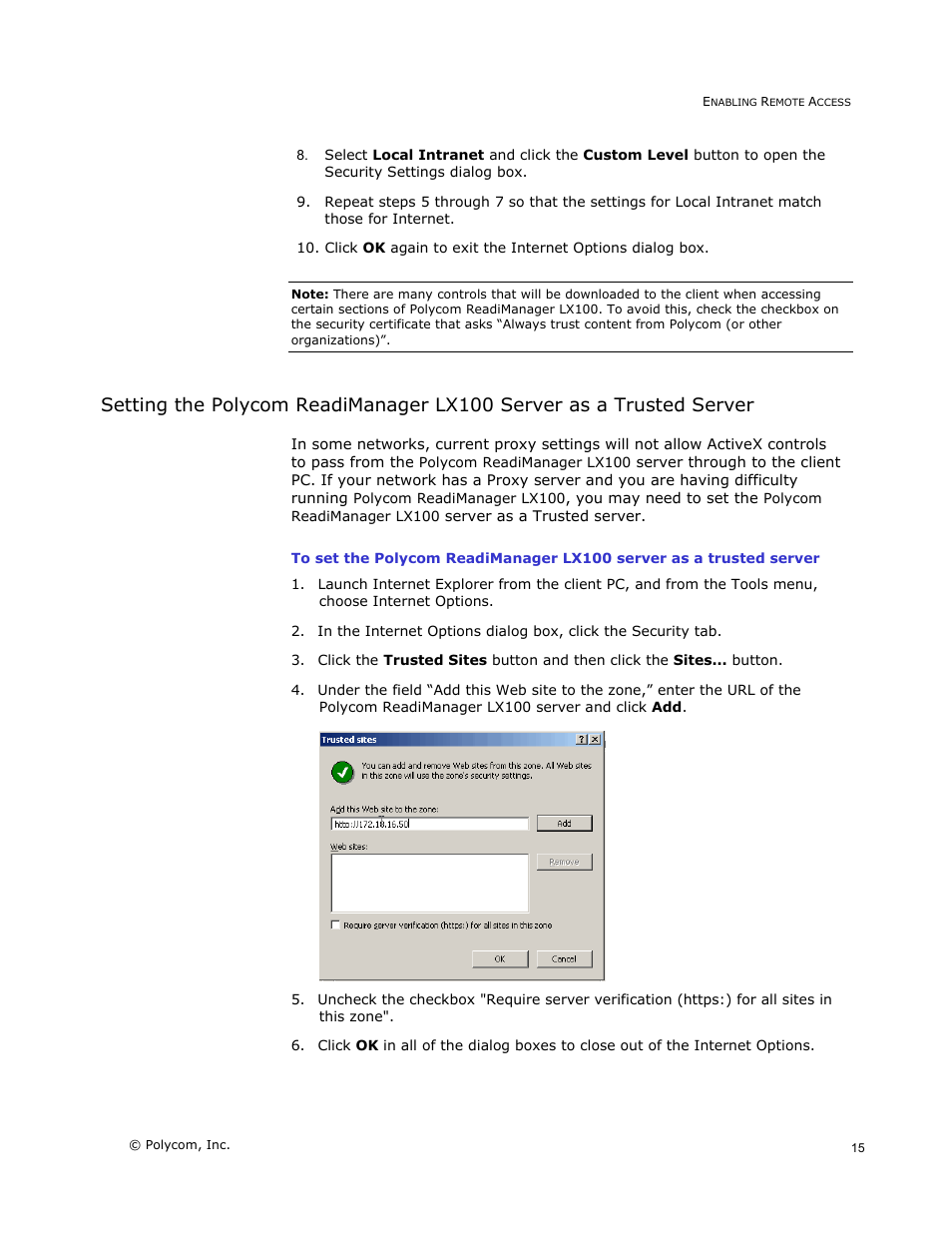 Polycom READIMANAGER LX100 User Manual | Page 17 / 20