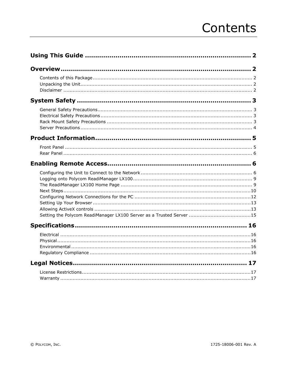 Polycom READIMANAGER LX100 User Manual | Page 3 / 20