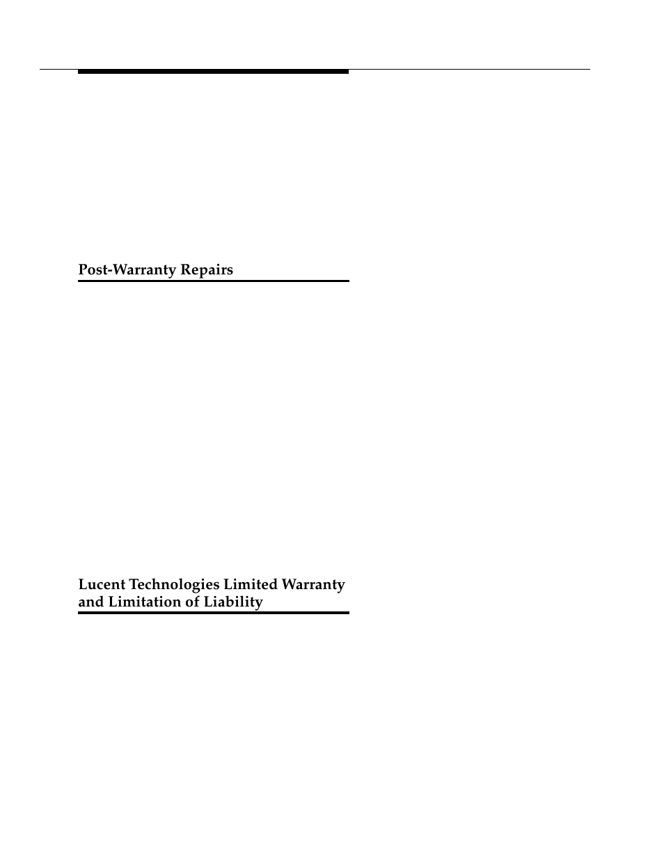 Post-warranty repairs, Lucent technologies limited warranty, And limitation of liability | Polycom TransTalk 9000-Series User Manual | Page 443 / 484