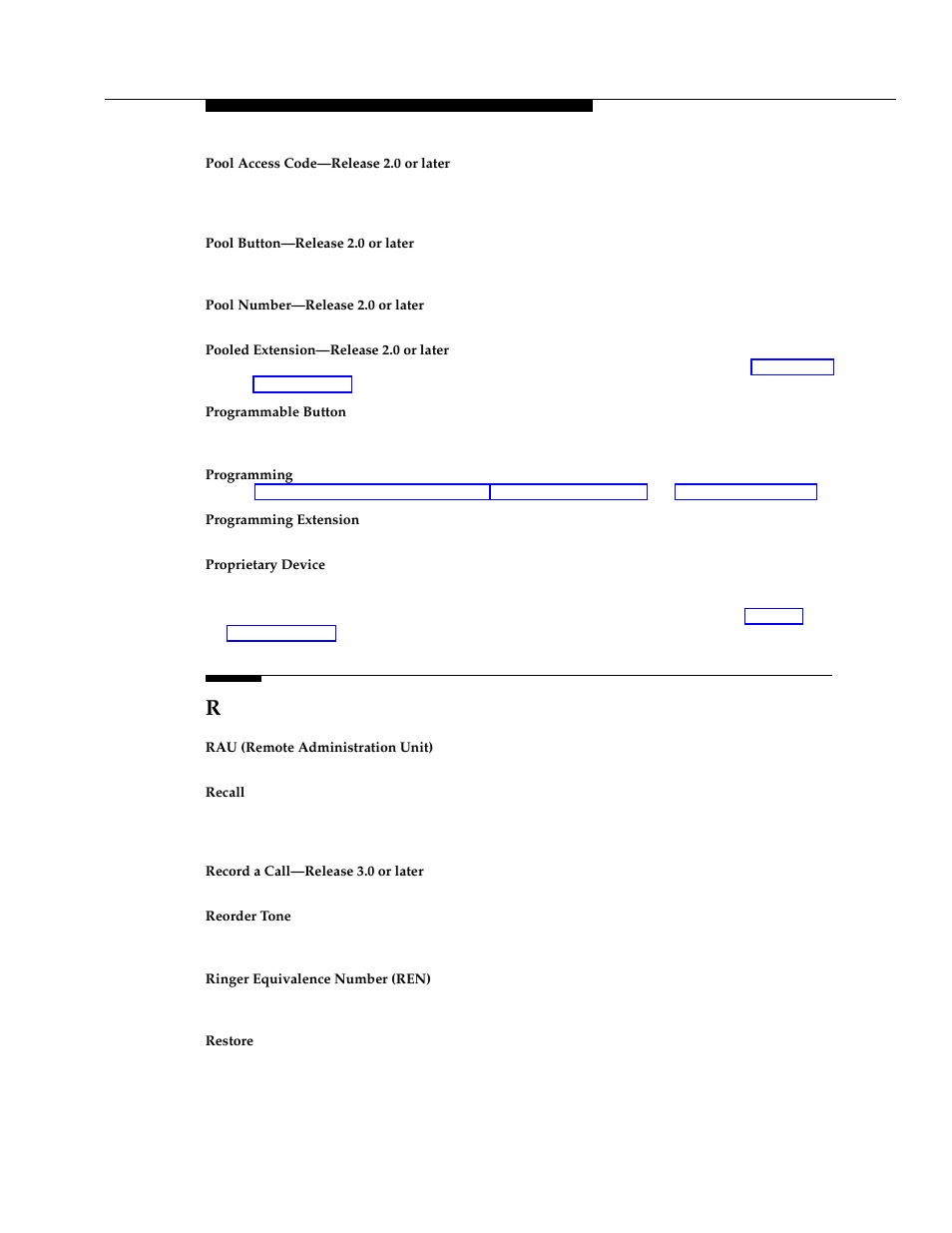 Programmable button, Programming extension, Proprietary device | Pooled extension, Access code | Polycom TransTalk 9000-Series User Manual | Page 466 / 484
