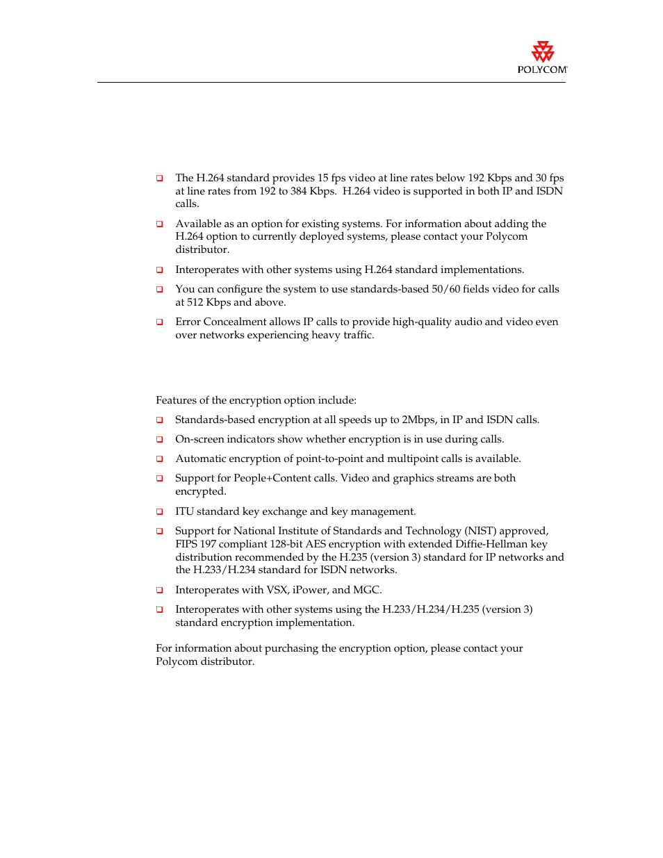 State-of-the-art feature review, Superior video with support for the h.264 standard, Aes encryption support | Polycom VIEWSTATION EX User Manual | Page 2 / 11