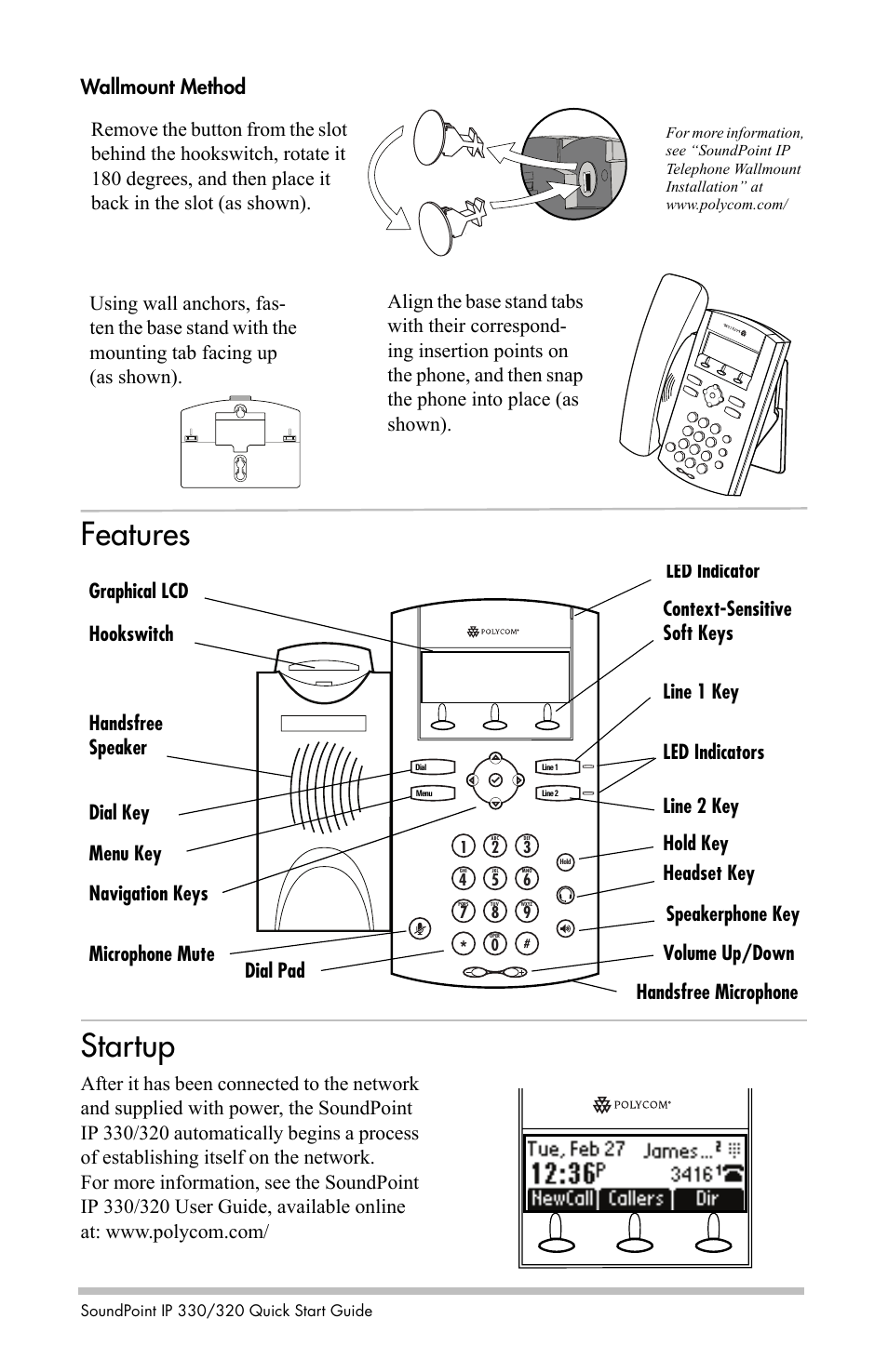 Features startup | Polycom IP 330/320 User Manual | Page 3 / 4