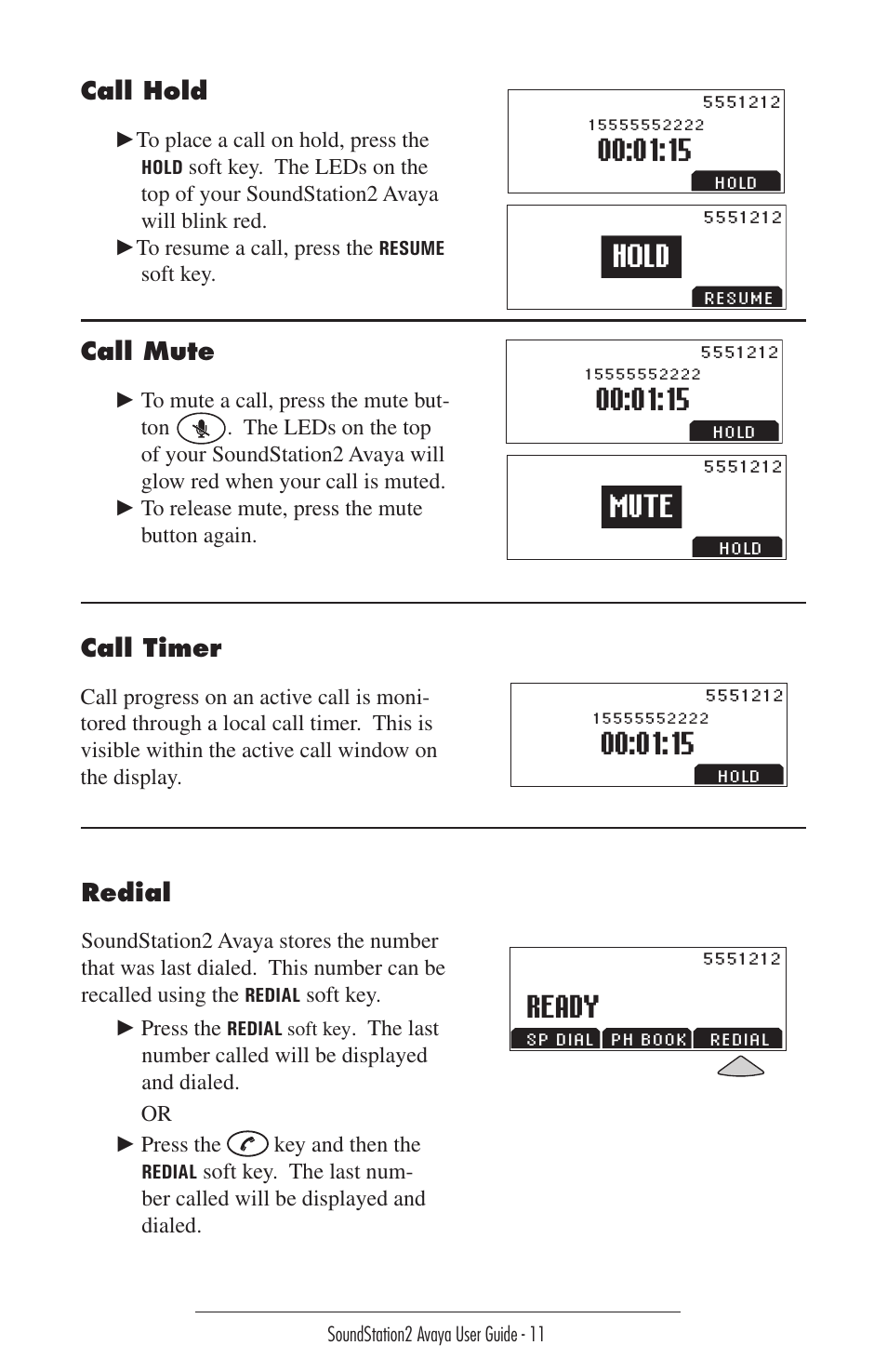 Hold, Halten, Espera | Attesa, Garde, Mute, Stumm, Silenciar, Secret, Demp | Polycom 2490 User Manual | Page 11 / 36