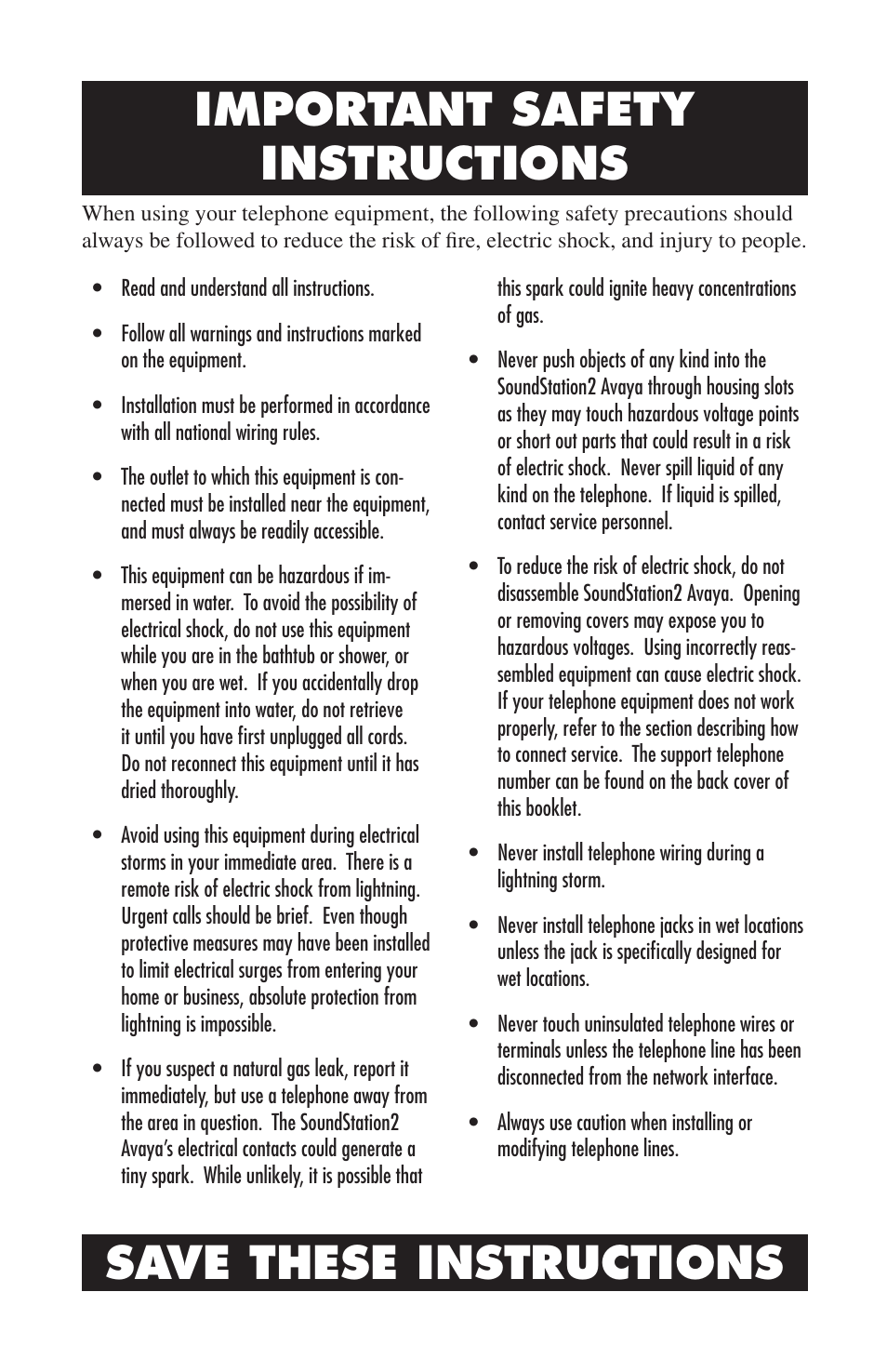 Save these instructions, Important safety instructions | Polycom 2490 User Manual | Page 2 / 36