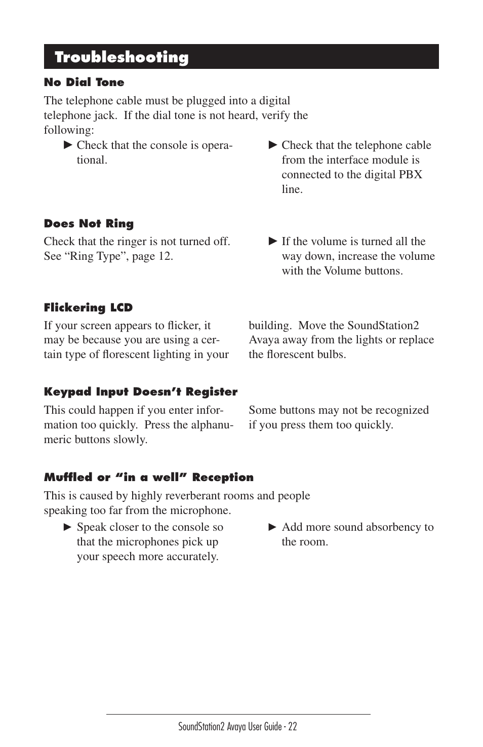 Troubleshooting | Polycom 2490 User Manual | Page 22 / 36