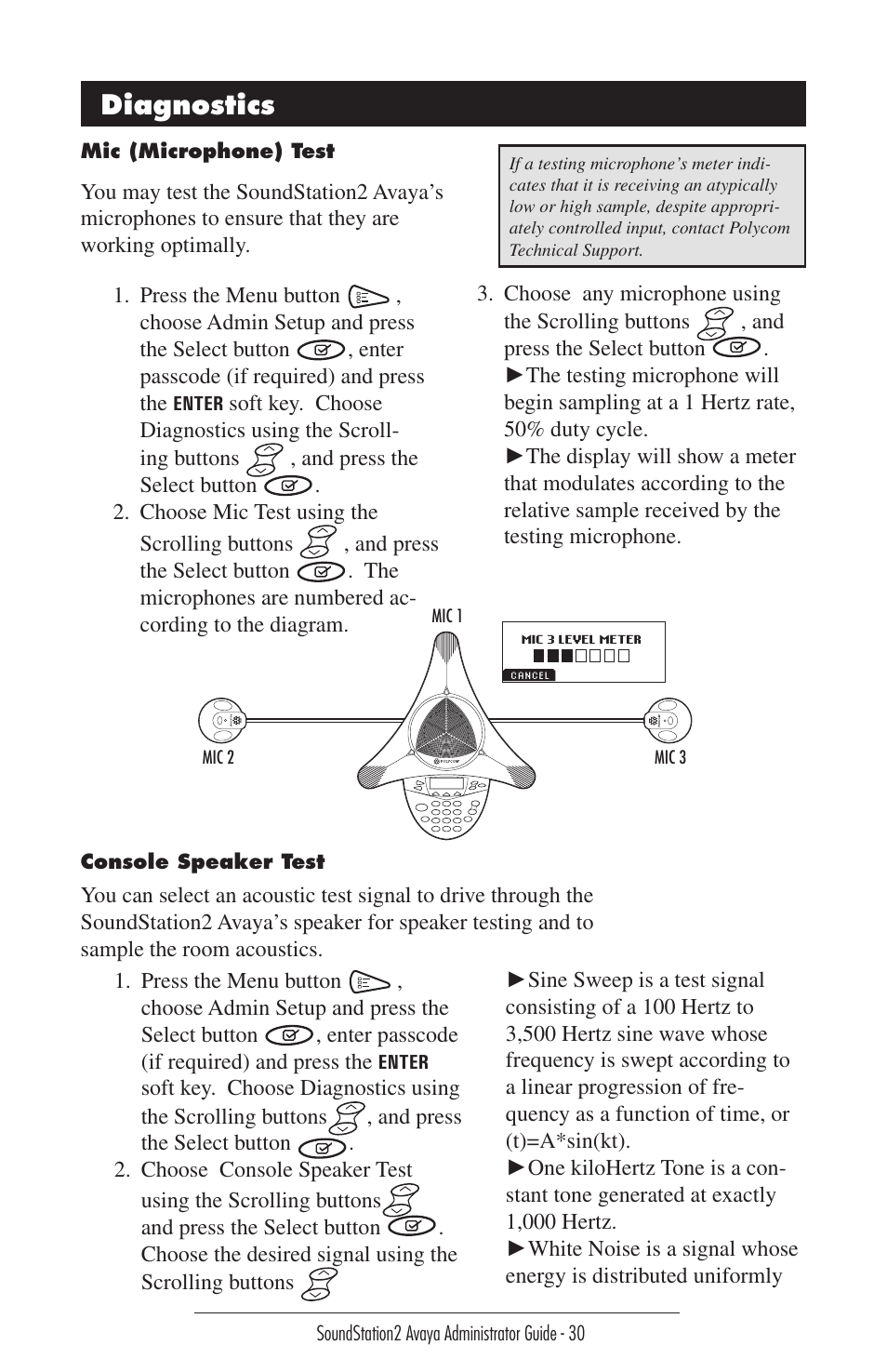 Diagnostics | Polycom 2490 User Manual | Page 30 / 36