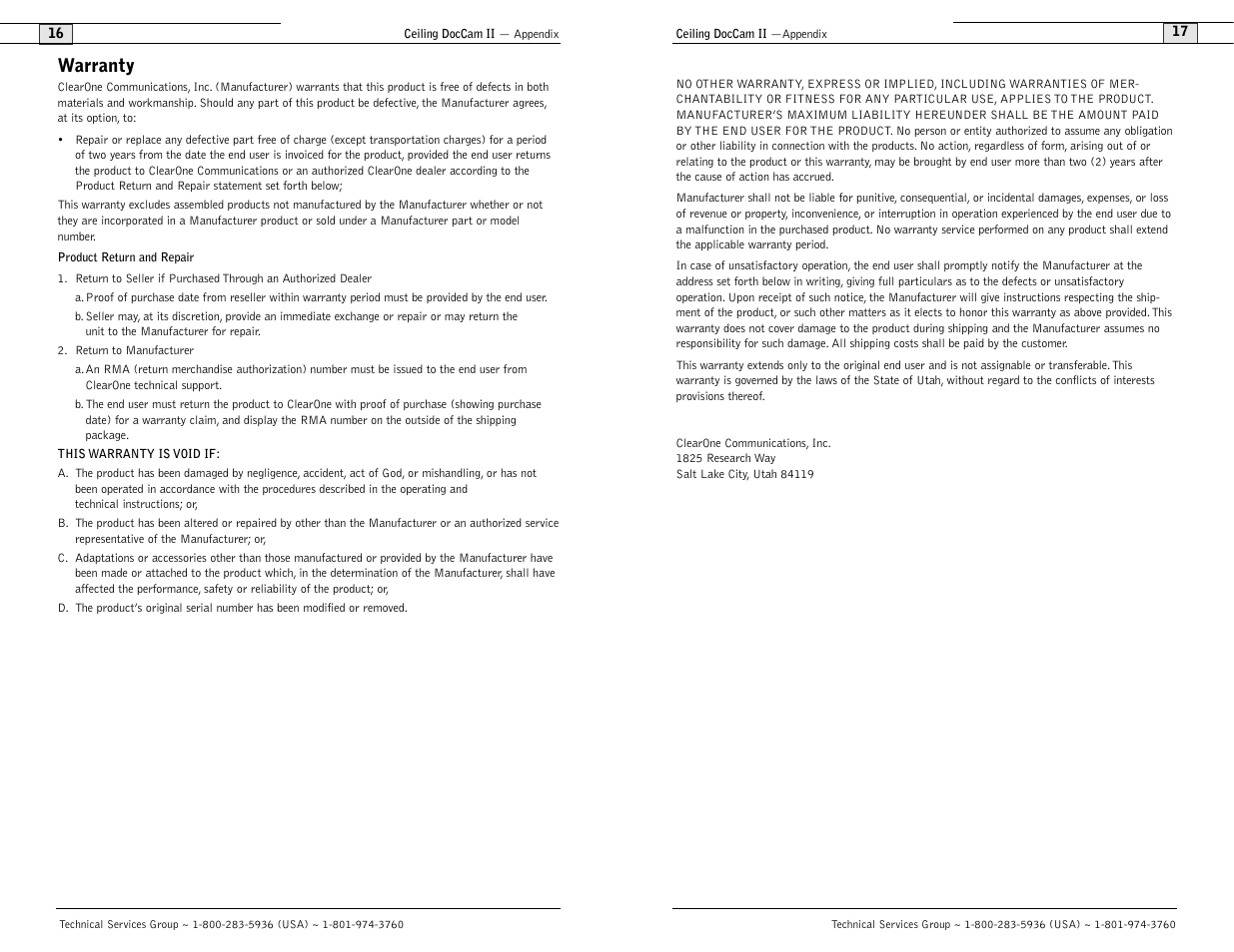 Warranty | Polycom Ceiling DocCam User Manual | Page 10 / 22