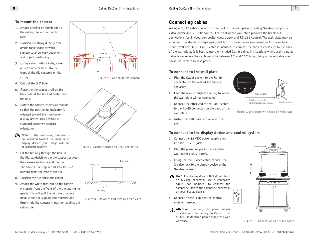 Connecting cables | Polycom Ceiling DocCam User Manual | Page 6 / 22