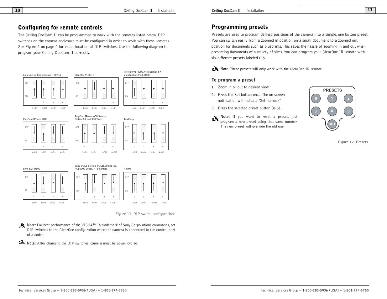 Programming presets, Configuring for remote controls | Polycom Ceiling DocCam User Manual | Page 7 / 22