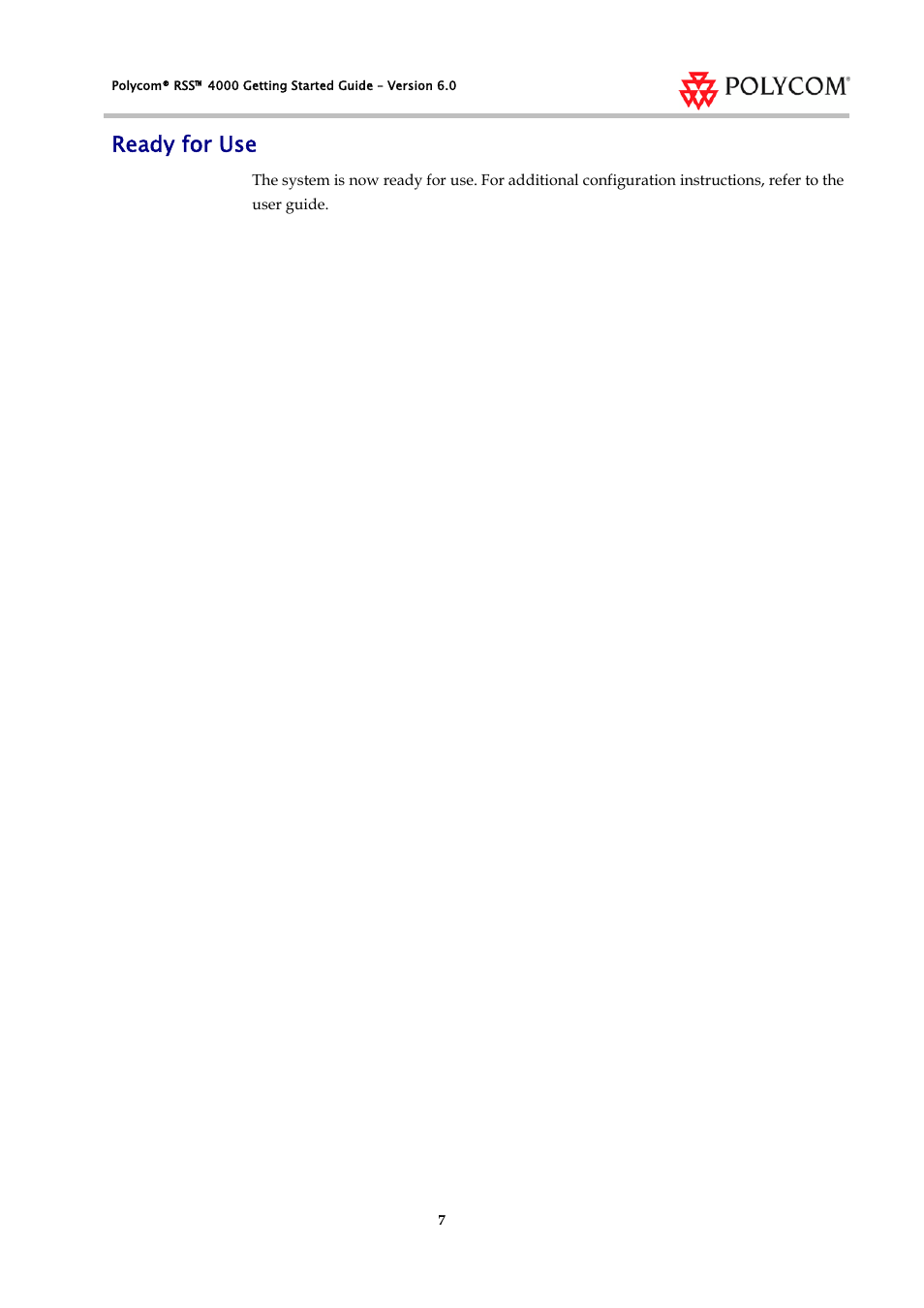 Ready for use | Polycom RSS 4000 User Manual | Page 9 / 13