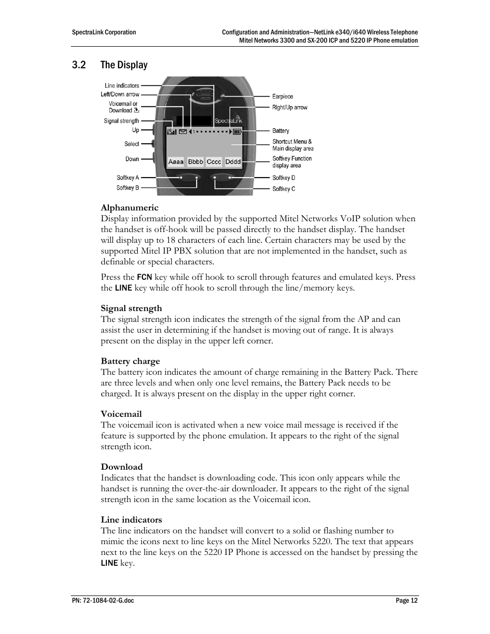 2 the display | Polycom Mitel Networks 3300 User Manual | Page 12 / 60