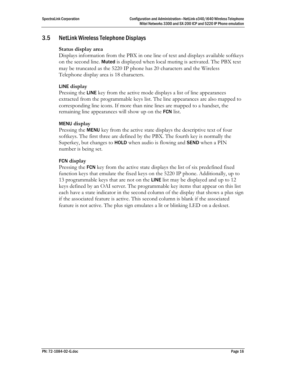 5 netlink wireless telephone displays | Polycom Mitel Networks 3300 User Manual | Page 16 / 60