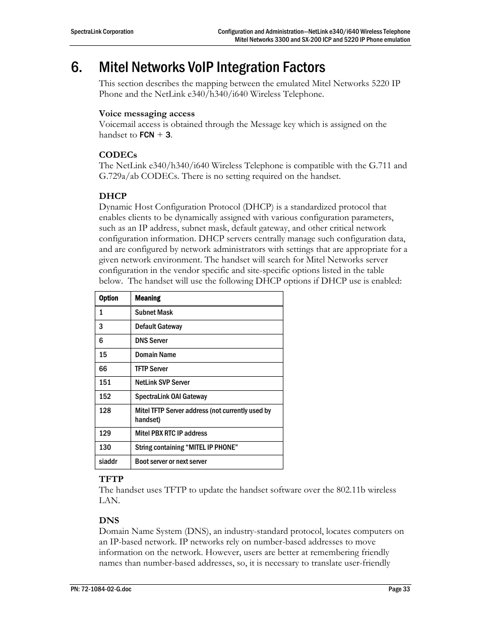 Mitel networks voip integration factors | Polycom Mitel Networks 3300 User Manual | Page 33 / 60