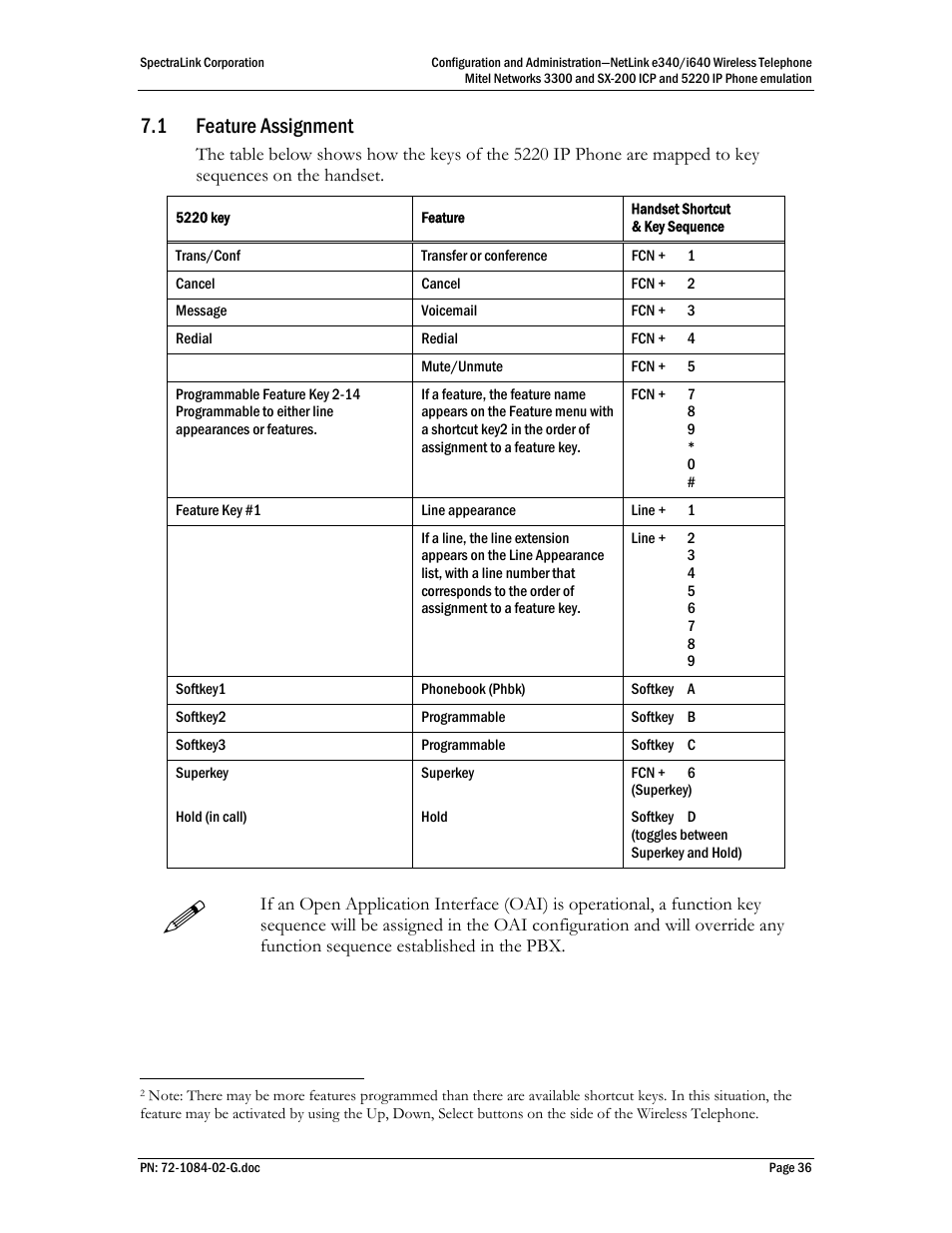 1 feature assignment | Polycom Mitel Networks 3300 User Manual | Page 36 / 60