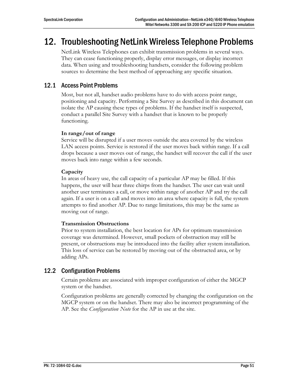 1 access point problems, 2 configuration problems | Polycom Mitel Networks 3300 User Manual | Page 51 / 60