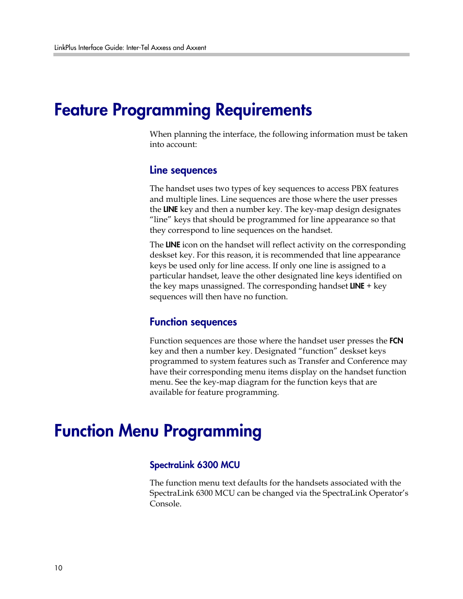 Feature programming requirements, Function menu programming | Polycom KH 150 SE User Manual | Page 10 / 17