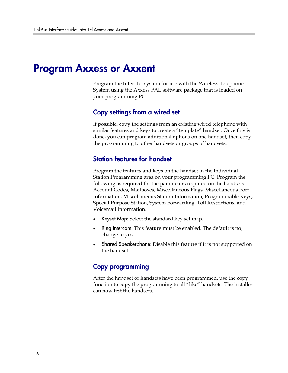 Program axxess or axxent | Polycom KH 150 SE User Manual | Page 16 / 17