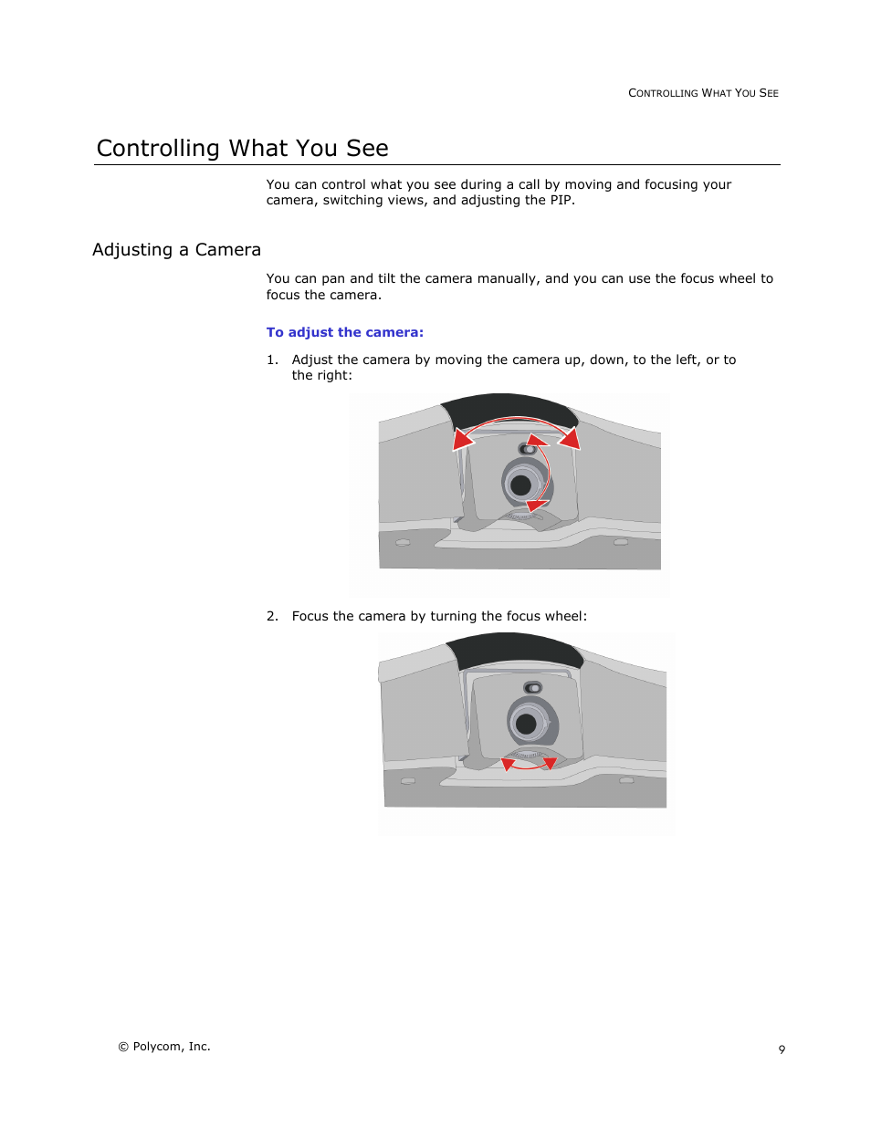 Controlling what you see, Adjusting a camera | Polycom V500 User Manual | Page 13 / 27