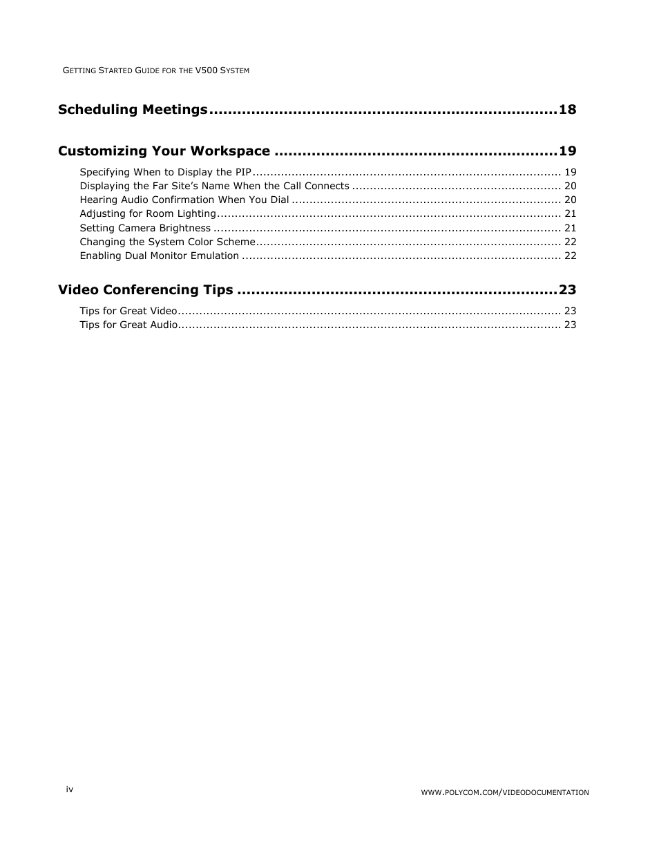 Scheduling meetings customizing your workspace, Video conferencing tips | Polycom V500 User Manual | Page 4 / 27