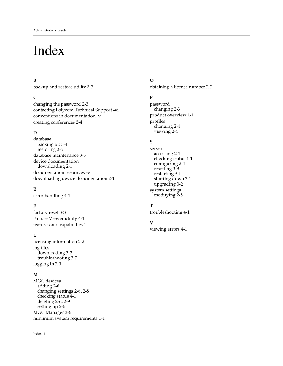 Index | Polycom RAS200A User Manual | Page 27 / 28