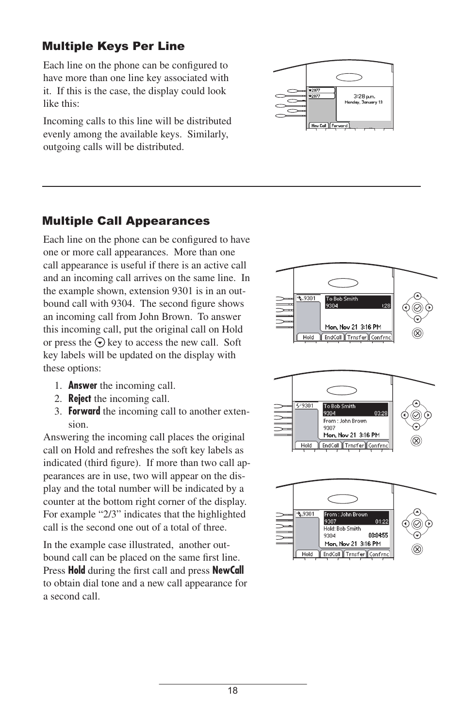 Multiple call appearances, Multiple keys per line | Polycom IP 600/601 User Manual | Page 21 / 39