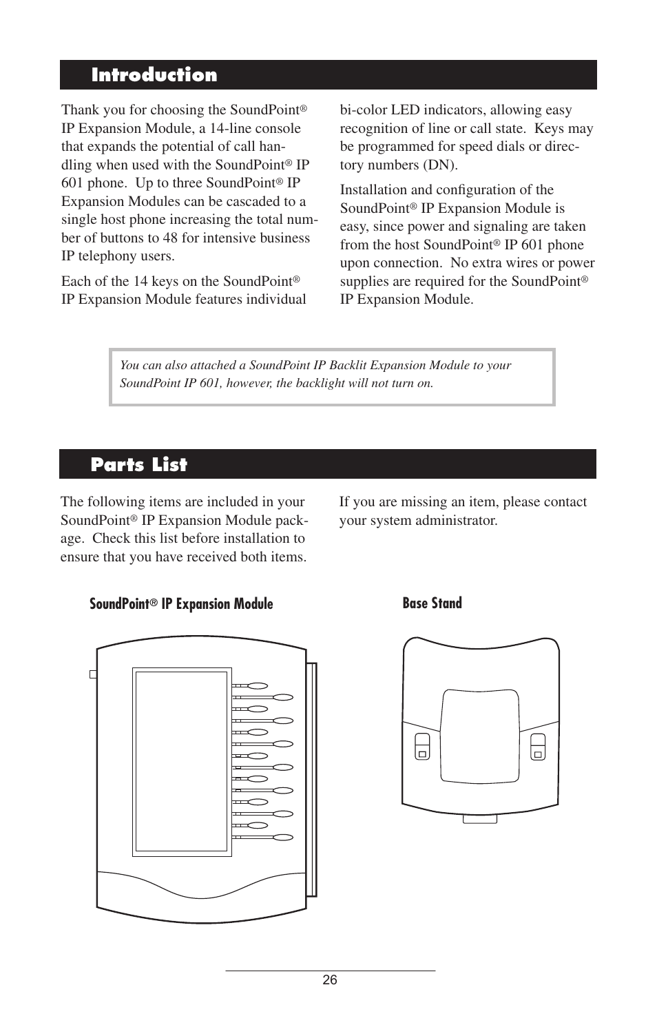 Introduction, Parts.list | Polycom IP 600/601 User Manual | Page 29 / 39