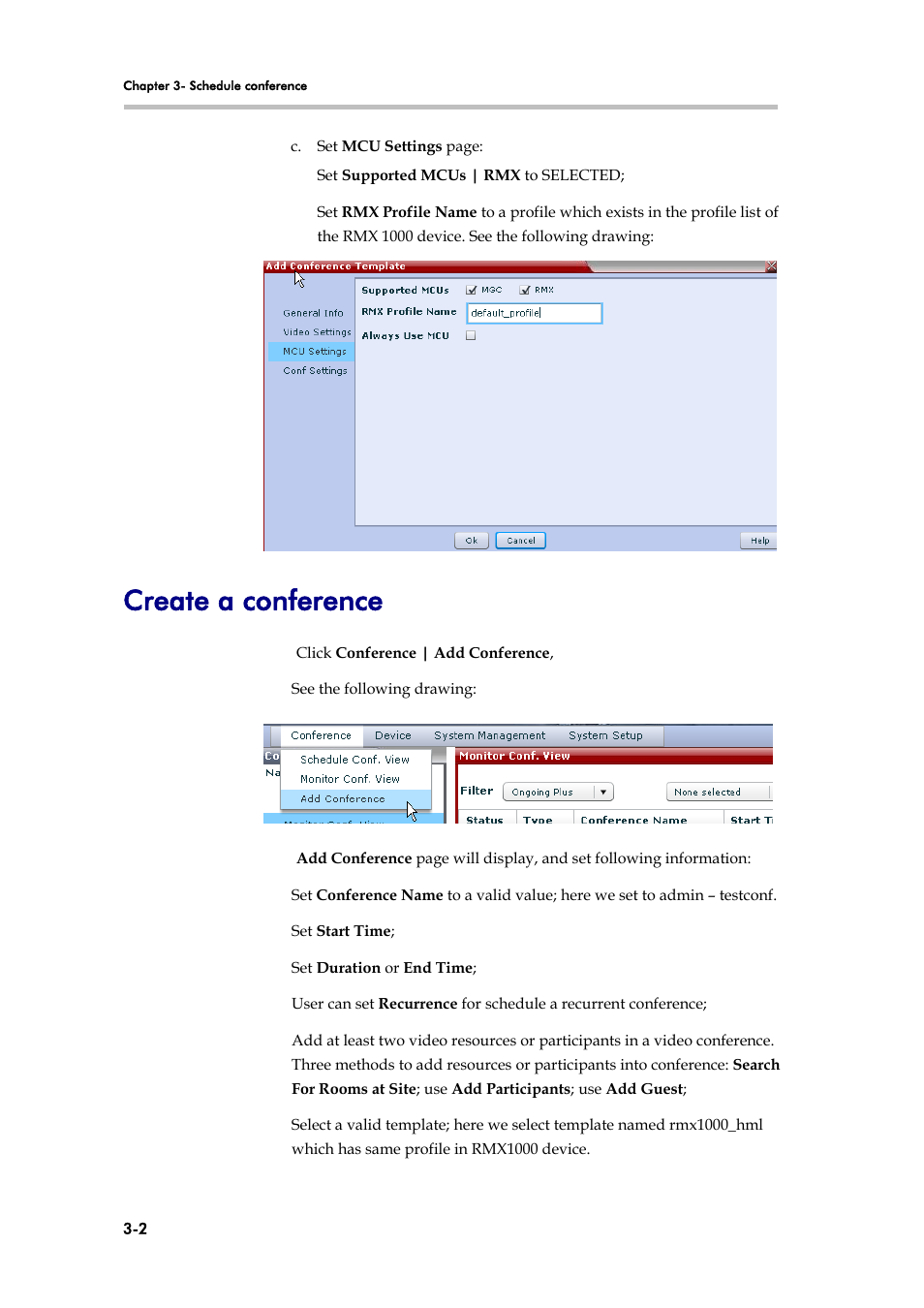 Create a conference | Polycom V4.0 INTEGRATION SE 200 V3.0.2/CMA User Manual | Page 12 / 23