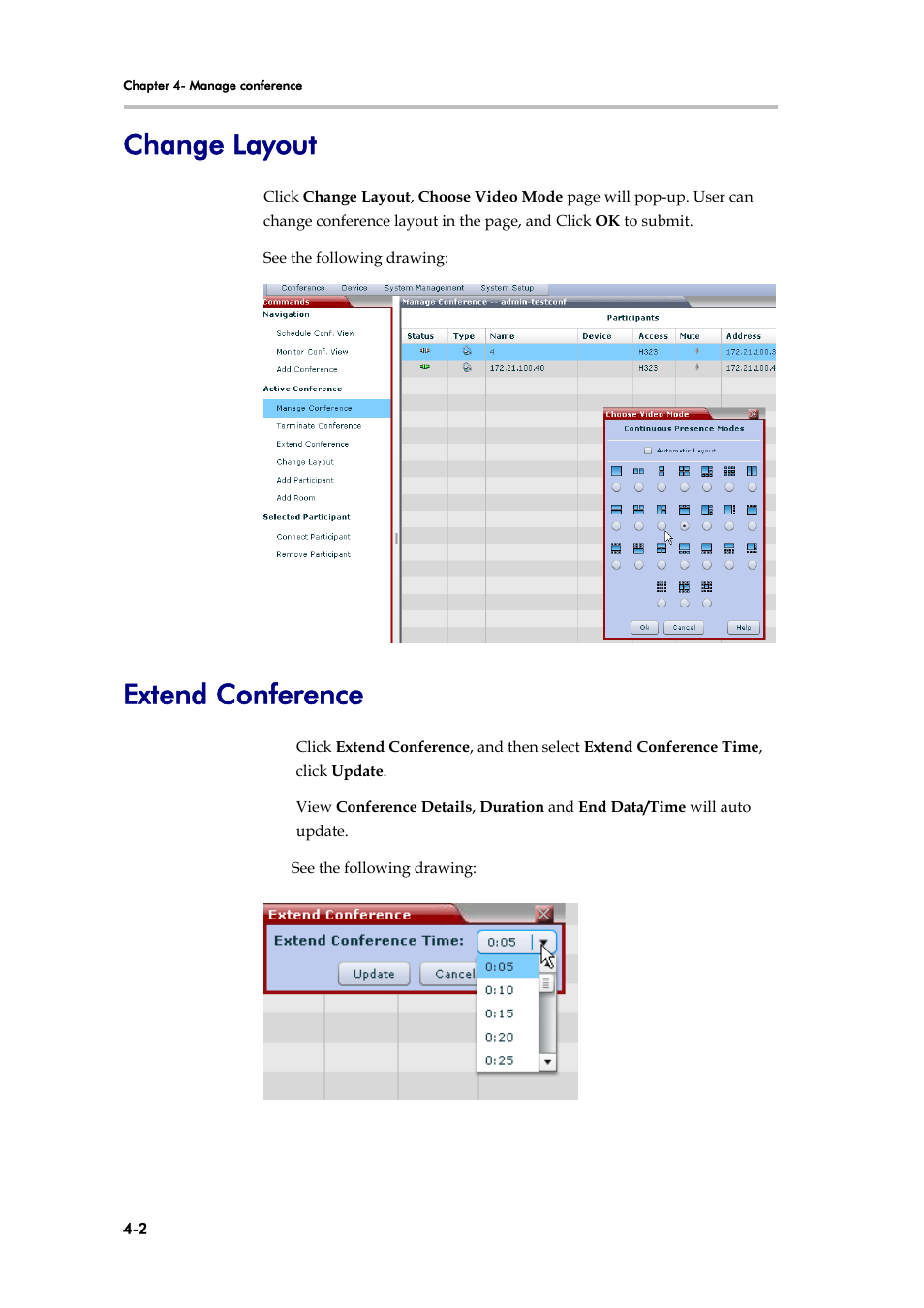 Change layout, Extend conference | Polycom V4.0 INTEGRATION SE 200 V3.0.2/CMA User Manual | Page 16 / 23