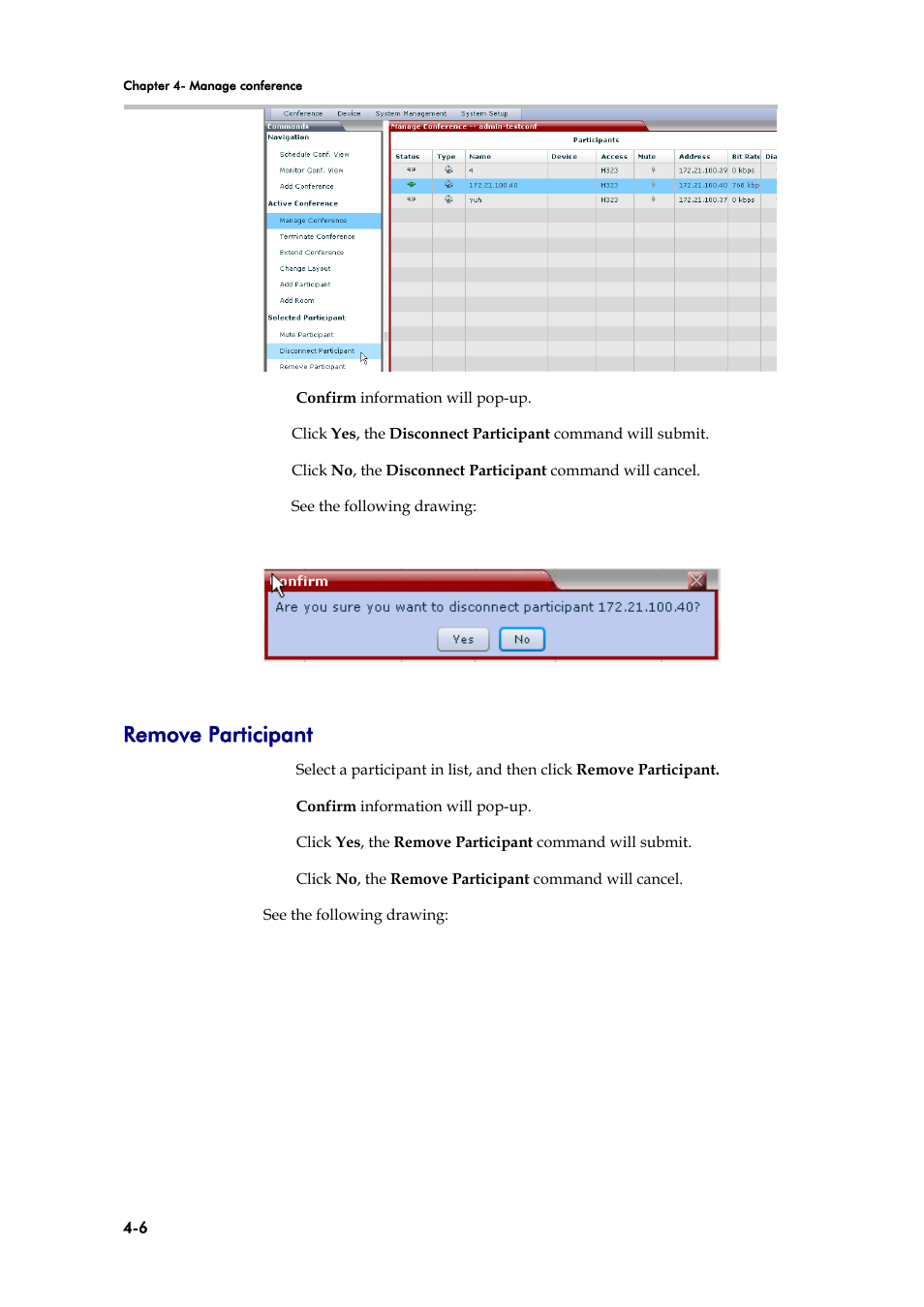 Remove participant | Polycom V4.0 INTEGRATION SE 200 V3.0.2/CMA User Manual | Page 20 / 23