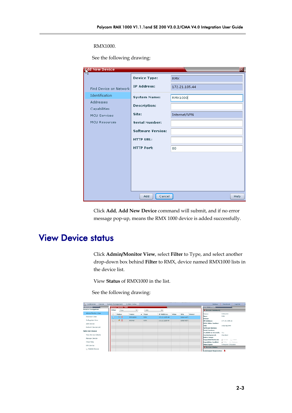 View device status | Polycom V4.0 INTEGRATION SE 200 V3.0.2/CMA User Manual | Page 9 / 23