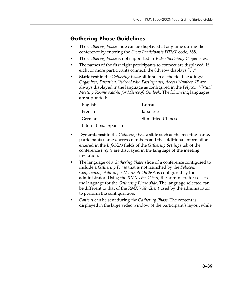 Gathering phase guidelines, Gathering phase guidelines -39 | Polycom DOC2560C User Manual | Page 117 / 188