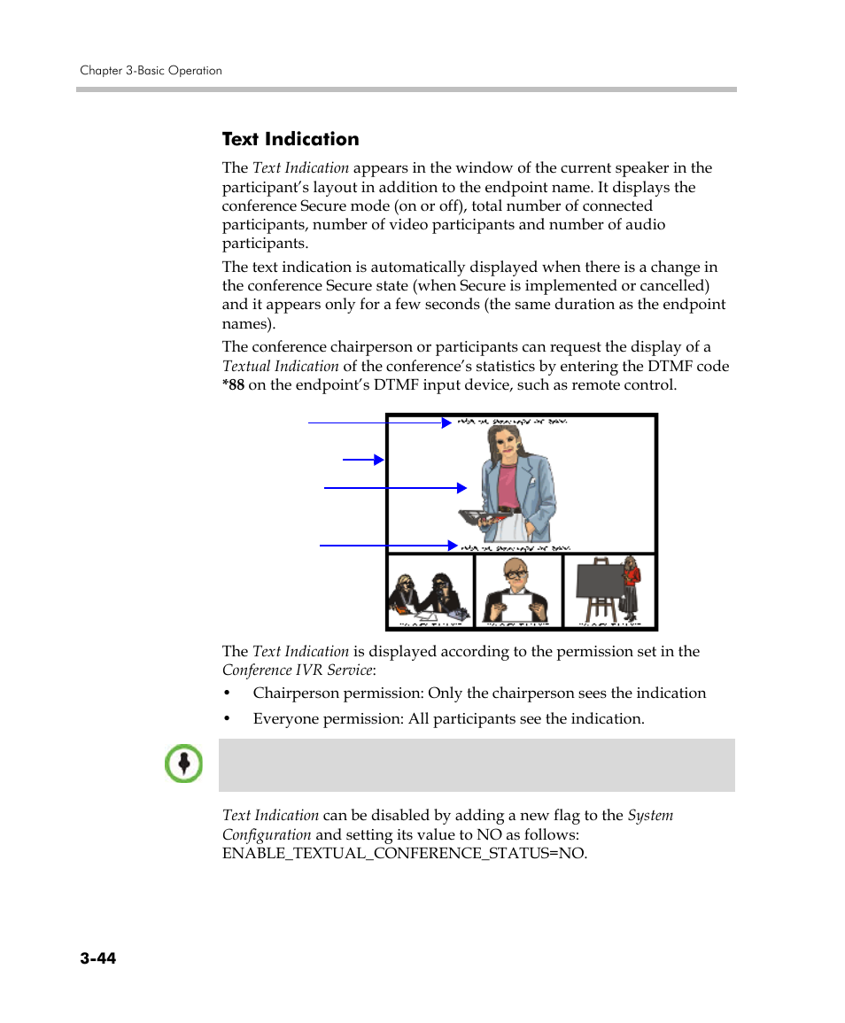 Text indication, Text indication -44 | Polycom DOC2560C User Manual | Page 122 / 188