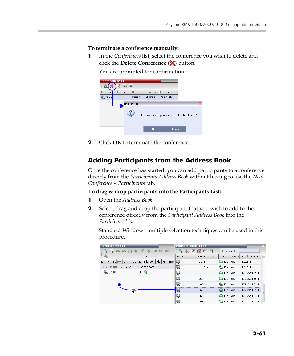 Adding participants from the address book, Adding participants from the address book -61 | Polycom DOC2560C User Manual | Page 139 / 188