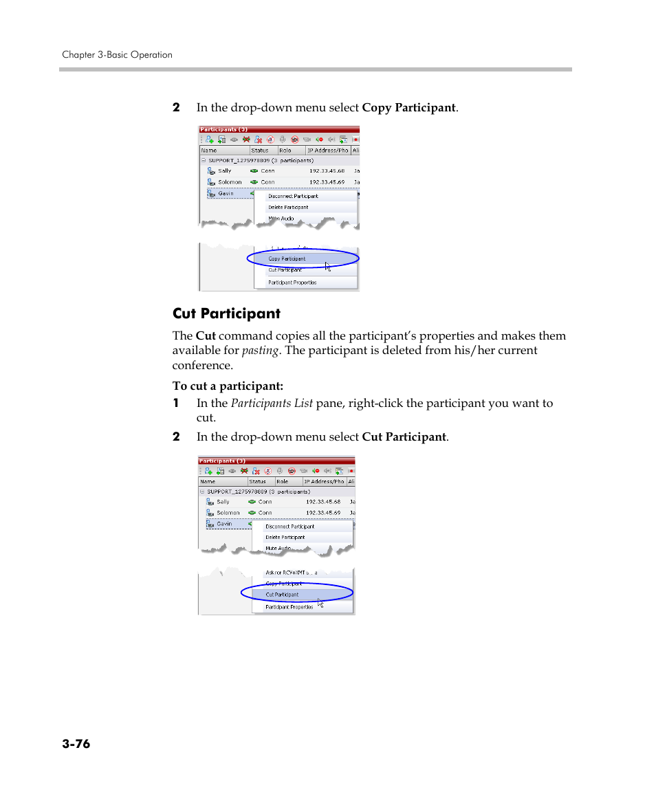 Cut participant, Cut participant -76 | Polycom DOC2560C User Manual | Page 154 / 188