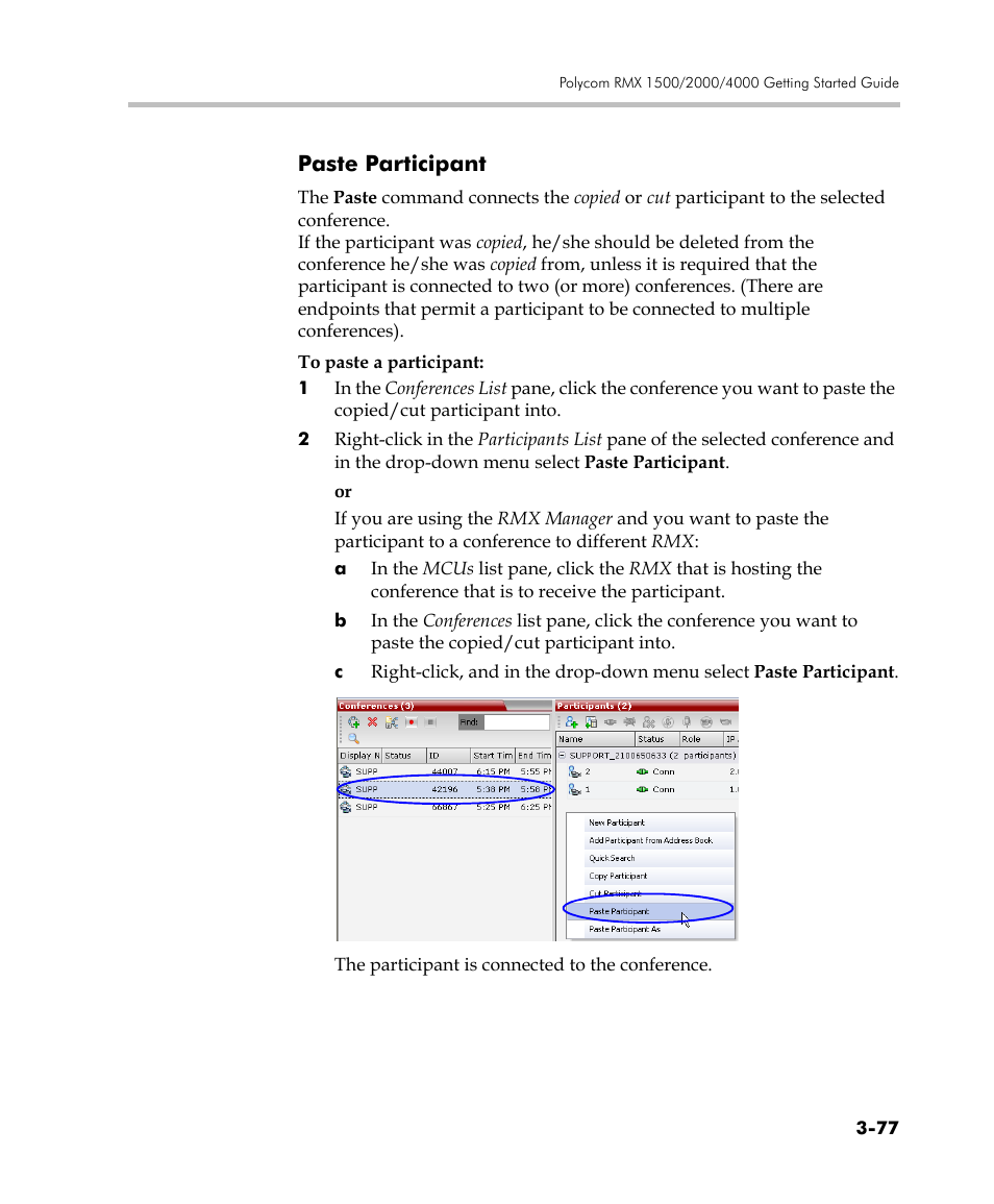 Paste participant, Paste participant -77 | Polycom DOC2560C User Manual | Page 155 / 188