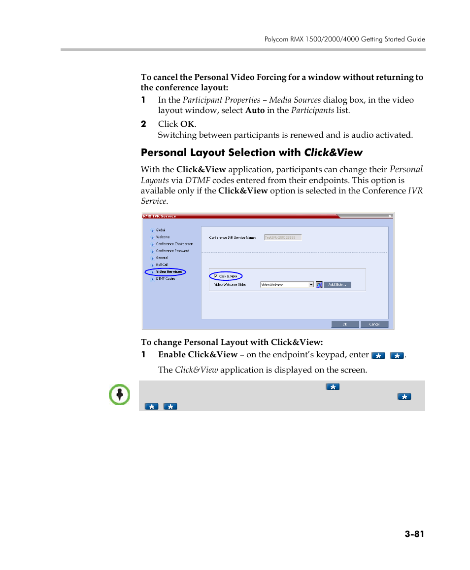 Personal layout selection with click&view, Personal layout selection with click&view -81 | Polycom DOC2560C User Manual | Page 159 / 188