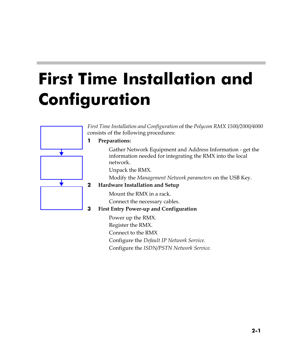 First time installation and configuration, First time installation and configuration -1 | Polycom DOC2560C User Manual | Page 33 / 188