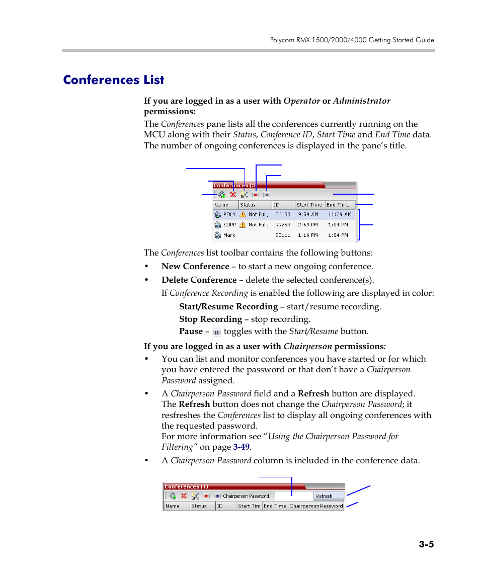 Conferences list, Conferences list -5 | Polycom DOC2560C User Manual | Page 83 / 188