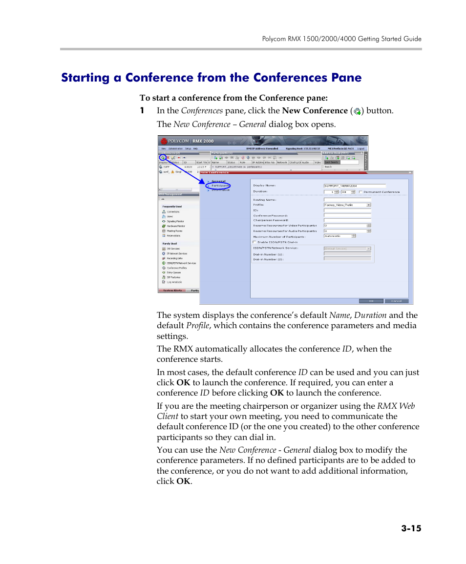 Starting a conference from the conferences pane | Polycom DOC2560C User Manual | Page 93 / 188