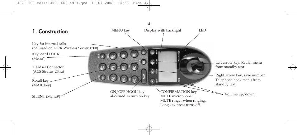 Construction | Polycom KIRK 3040 User Manual | Page 4 / 52