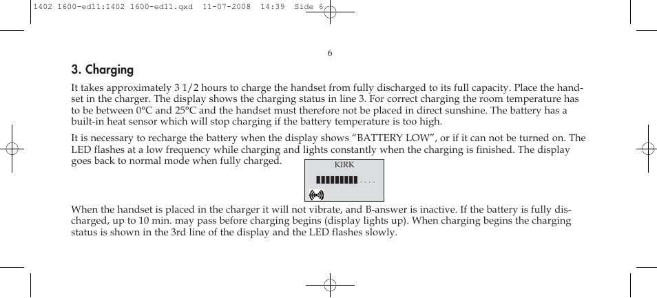 Charging | Polycom KIRK 3040 User Manual | Page 6 / 52