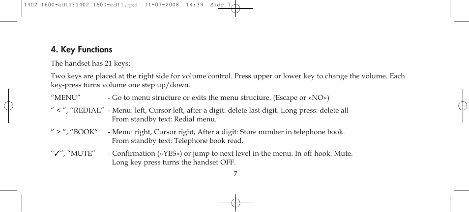 Key functions | Polycom KIRK 3040 User Manual | Page 7 / 52