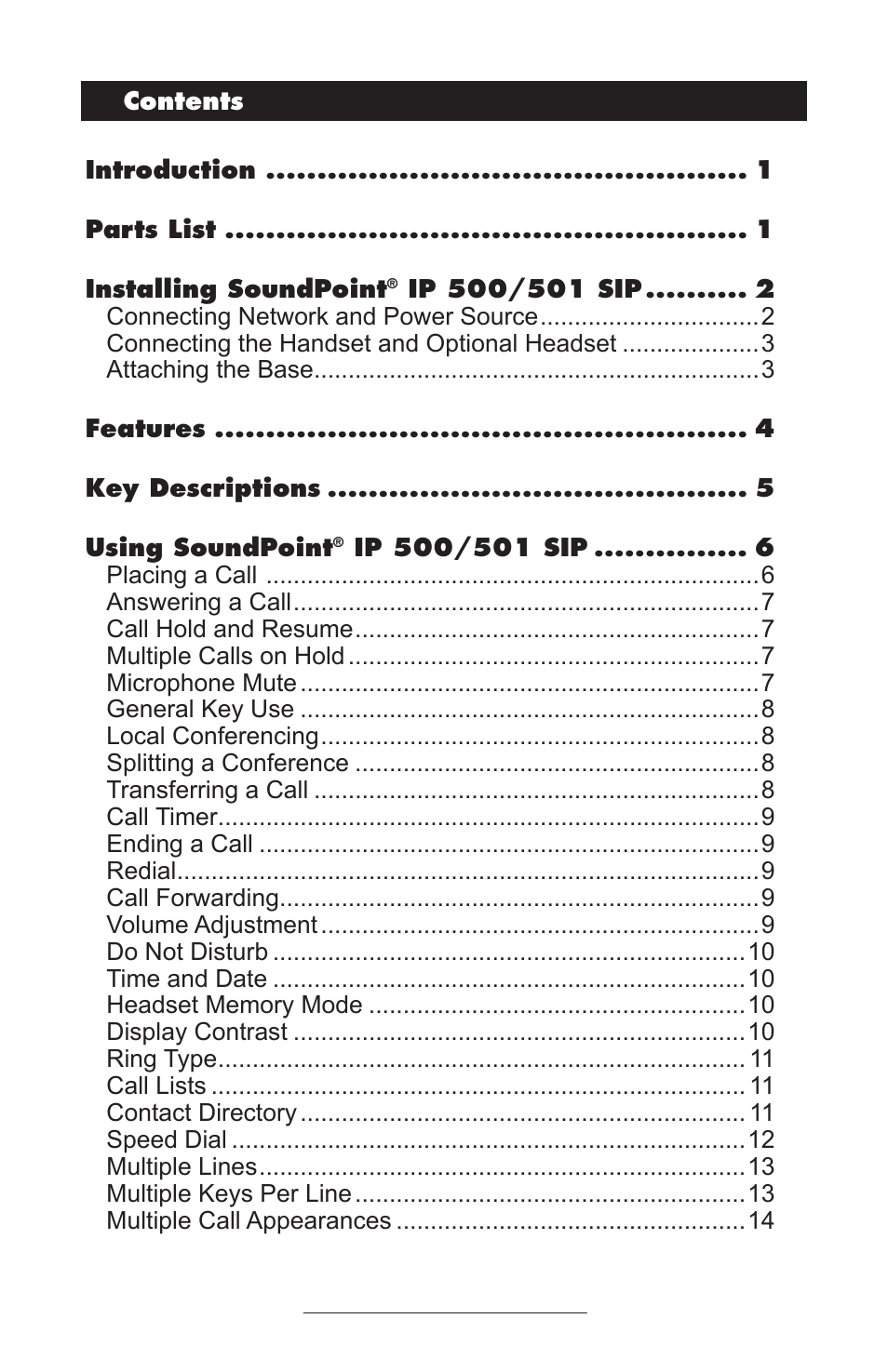 Polycom SoundPoint IP 501 SIP User Manual | Page 2 / 28