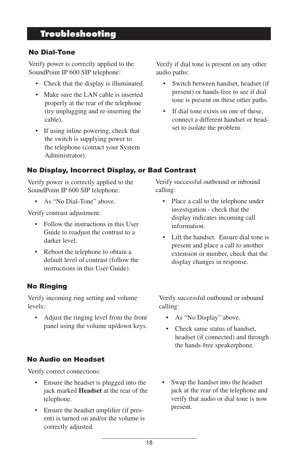 Troubleshooting | Polycom IP 600 SIP User Manual | Page 21 / 27