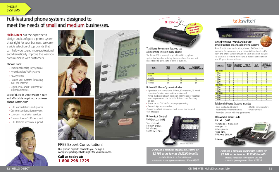 Free expert consultation, Call us today at, Bizfon 680 phone system includes | Talkswitch phone systems include, Talkswitch control units start at… $659 | Polycom SoundStation VTX 1000 User Manual | Page 2 / 9