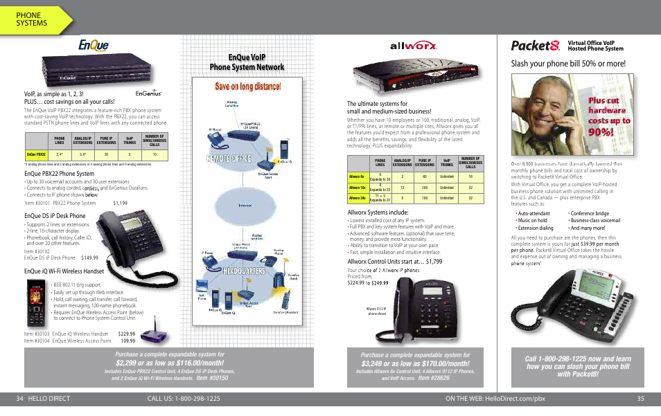 Slash your phone bill 50% or more, Enque voip phone system network, Phone systems | Allworx systems include, Allworx control units start at… $1,799, Enque pbx22 phone system | Polycom SoundStation VTX 1000 User Manual | Page 3 / 9