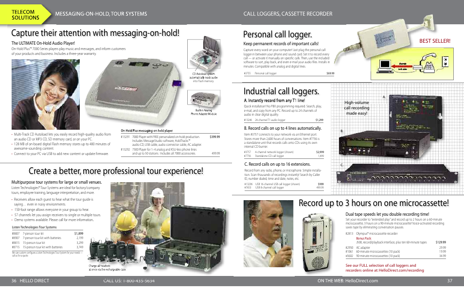 Capture their attention with messaging-on-hold, Industrial call loggers. personal call logger, Best seller | Polycom SoundStation VTX 1000 User Manual | Page 4 / 9