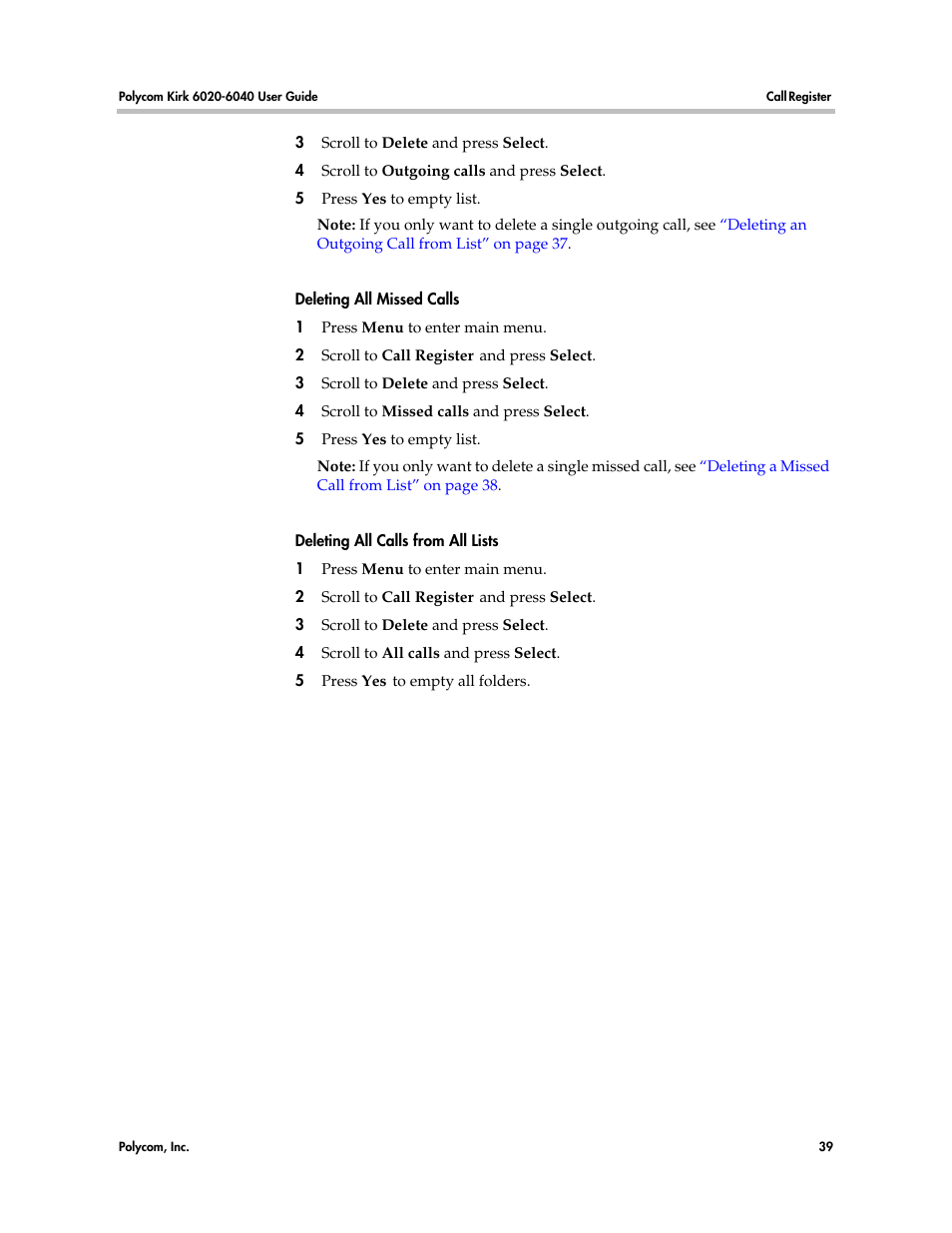 Polycom KIRK 6040 User Manual | Page 38 / 83