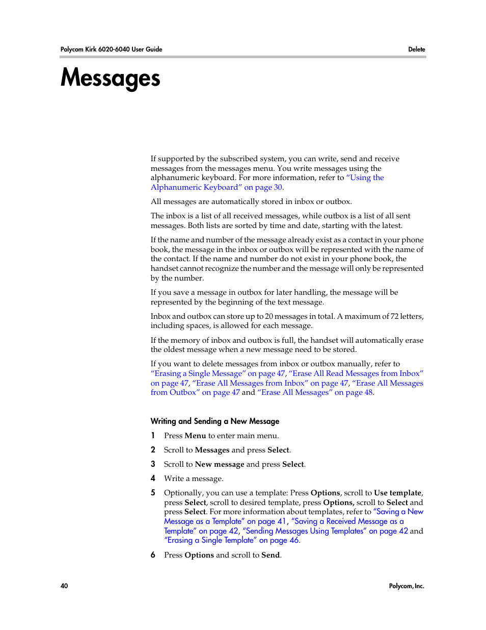 Messages | Polycom KIRK 6040 User Manual | Page 39 / 83