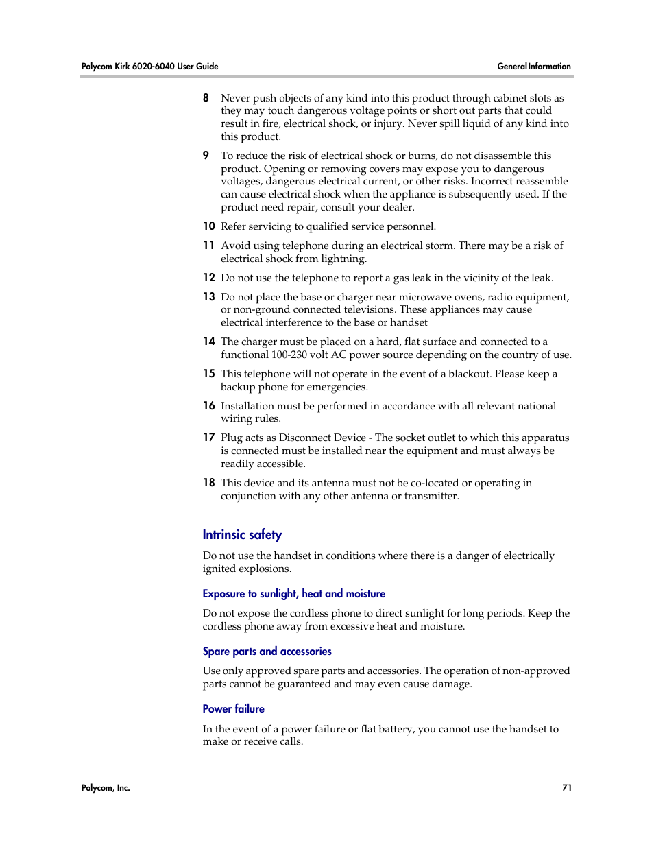 Intrinsic safety | Polycom KIRK 6040 User Manual | Page 70 / 83